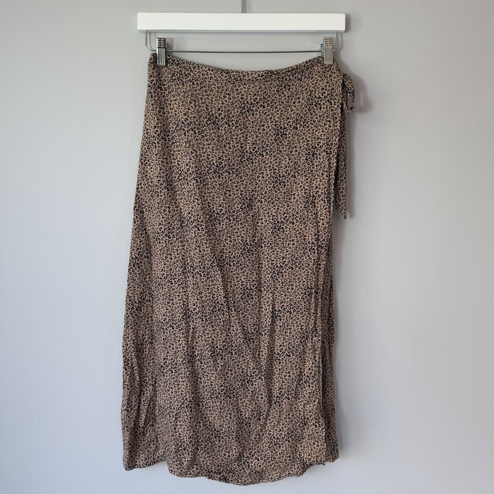 Urban Romantics Wrap Skirt Leopard‎ Print Sarong Swim Cover Tie Midi Women's L